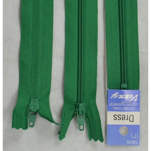 Vizzy Dress Zip, 18cm Colour 44 EMERALD