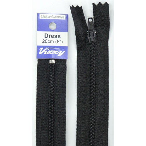 Vizzy Dress Zip, 20cm Colour 02 Black