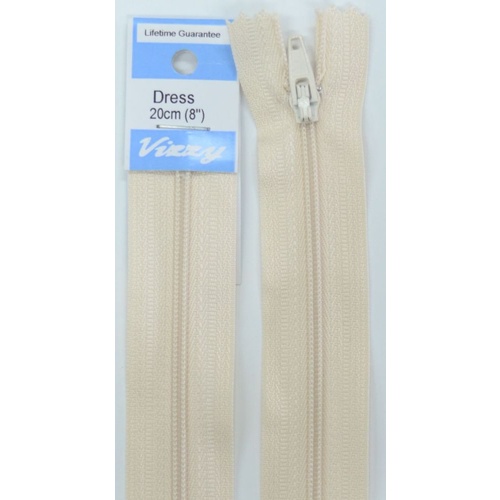 Vizzy Dress Zip, 20cm Colour 03 LINEN