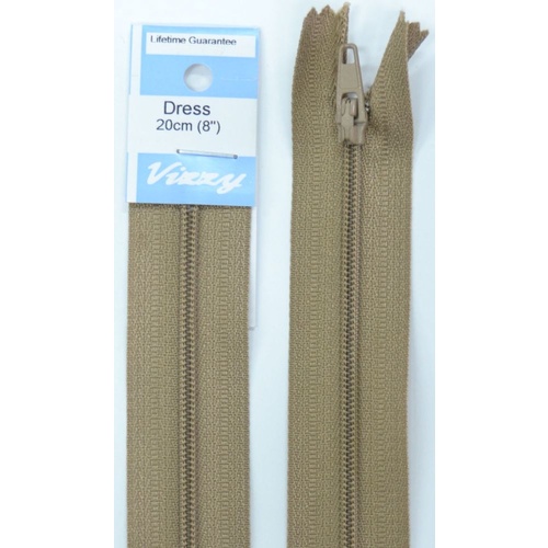 Vizzy Dress Zip, 20cm Colour 10 CAMEL