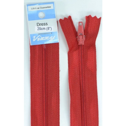 Vizzy Dress Zip, 20cm Colour 32 DARK RED
