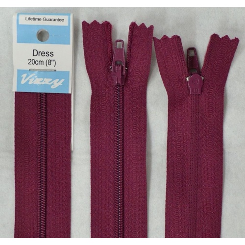 Vizzy Dress Zip, 20cm Colour 34 BURGUNDY