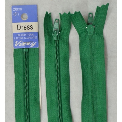 Vizzy Dress Zip, 20cm Colour 44 EMERALD