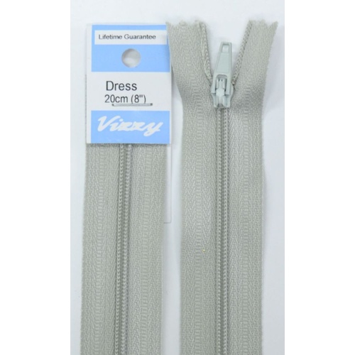 Vizzy Dress Zip, 20cm Colour 60 SILVER GREY
