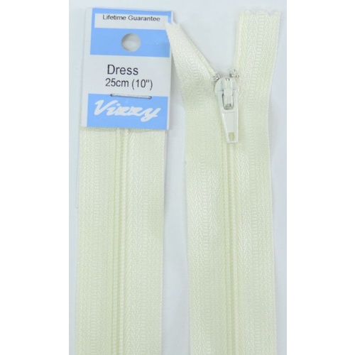 Vizzy Dress Zip, 25cm Colour 05 CREAM
