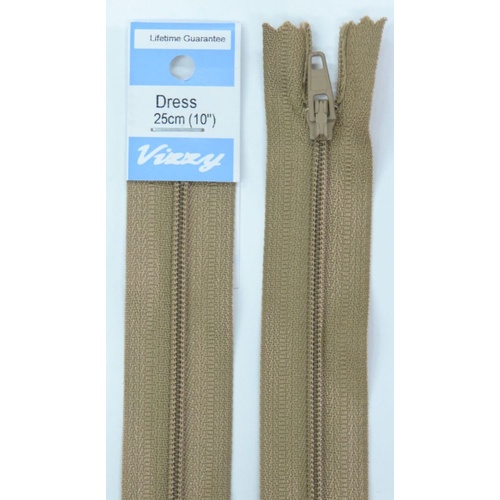 Vizzy Dress Zip, 25cm Colour 10 CAMEL