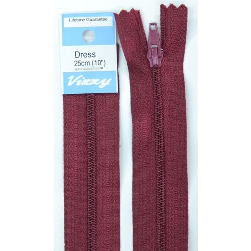 Vizzy Dress Zip, 25cm Colour 108 BURGUNDY