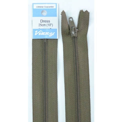 Vizzy Dress Zip, 25cm Colour 12 CHESTNUT