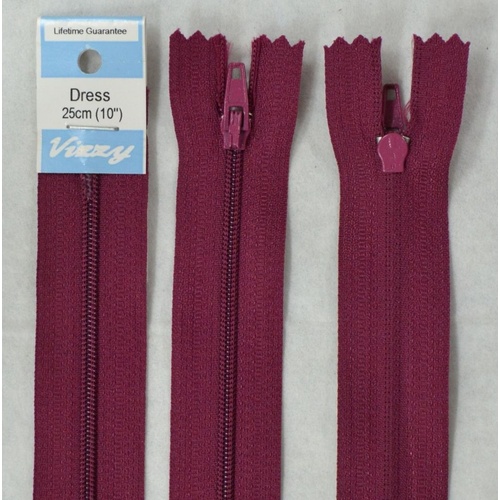 Vizzy Dress Zip, 25cm Colour 34 BURGUNDY