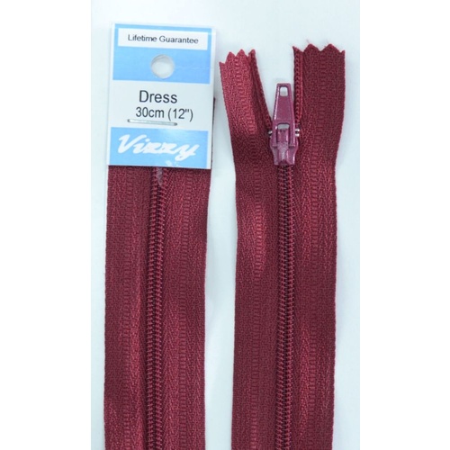 Vizzy Dress Zip, 30cm Colour 108 BURGUNDY
