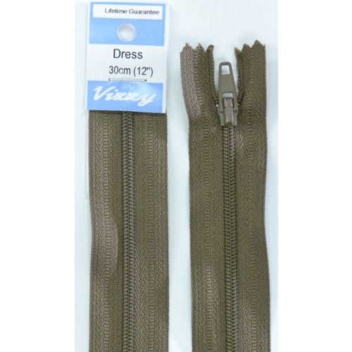 Vizzy Dress Zip, 30cm Colour 12 CHESTNUT