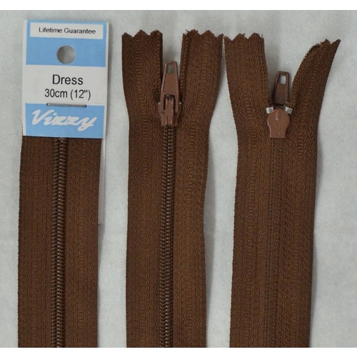 Vizzy Dress Zip, 30cm Colour 13 CHOCOLATE
