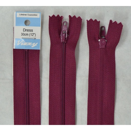 Vizzy Dress Zip, 30cm Colour 34 BURGUNDY
