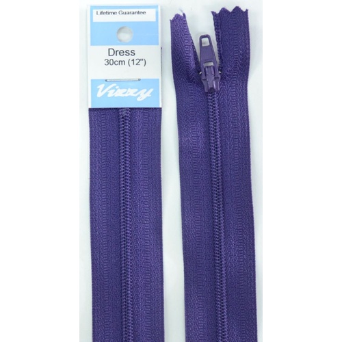 Vizzy Dress Zip, 30cm Colour 38 DEEP PURPLE