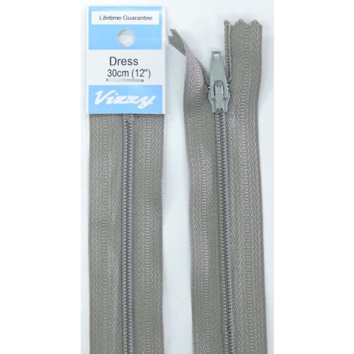 Vizzy Dress Zip, 30cm Colour 61 PEARL GREY