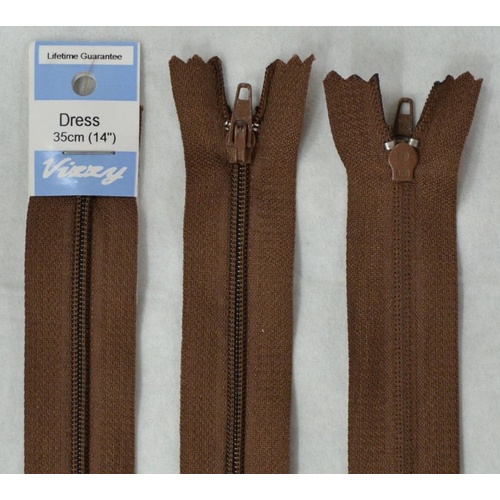 Vizzy Dress Zip, 35cm Colour 13 CHOCOLATE