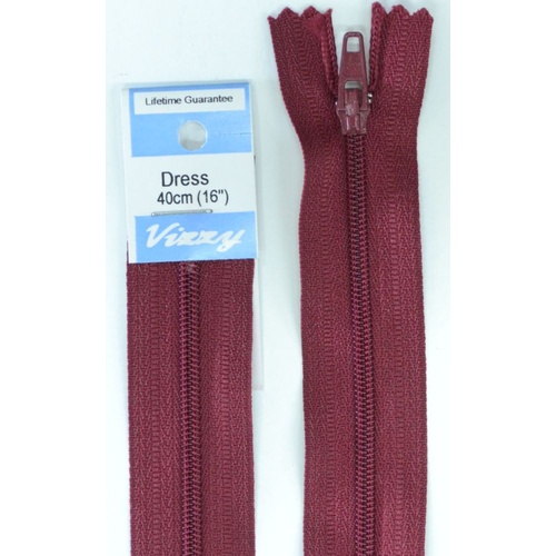 Vizzy Dress Zip, 40cm Colour 108 BURGUNDY