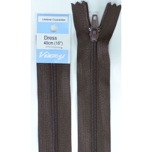 Vizzy Dress Zip, 40cm Colour 14 BROWN