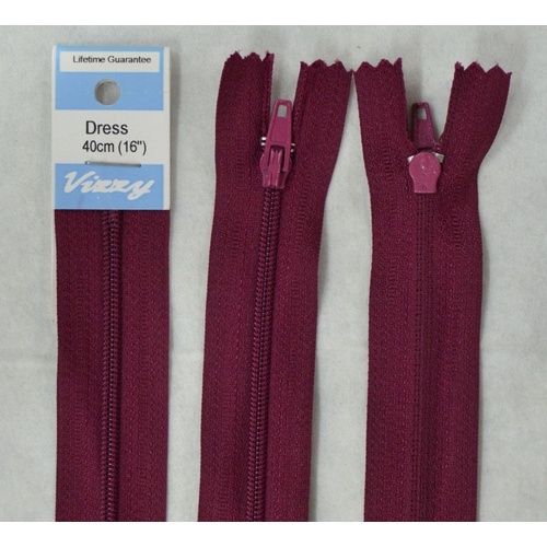 Vizzy Dress Zip, 40cm Colour 34 BURGUNDY