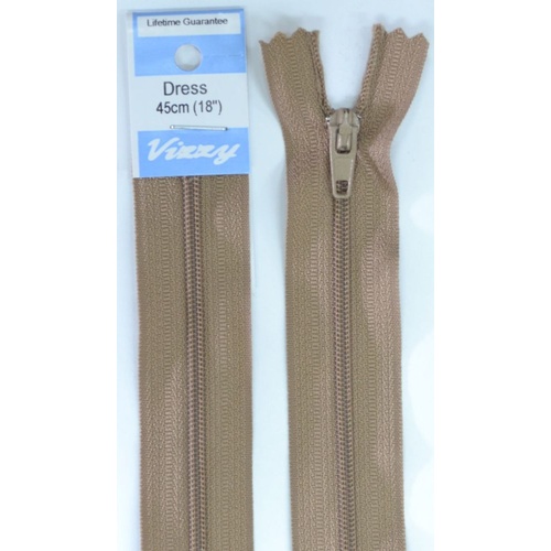 Vizzy Dress Zip, 45cm Colour 10 CAMEL