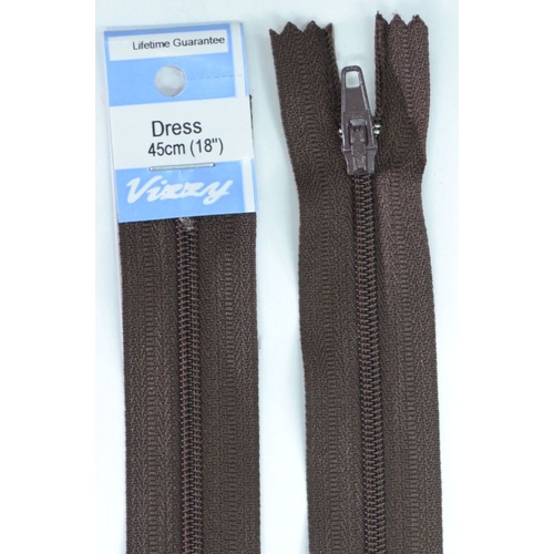 Vizzy Dress Zip, 45cm Colour 14 BROWN