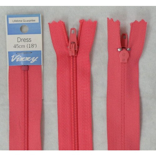 Vizzy Dress Zip, 45cm Colour 30 CORAL