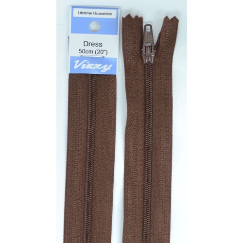 Vizzy Dress Zip, 50cm Colour 107 BROWN