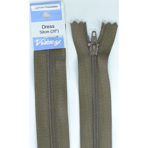 Vizzy Dress Zip, 50cm Colour 12 CHESTNUT