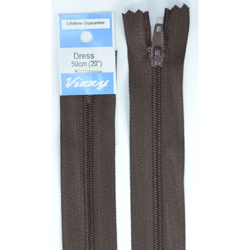 Vizzy Dress Zip, 50cm Colour 14 BROWN