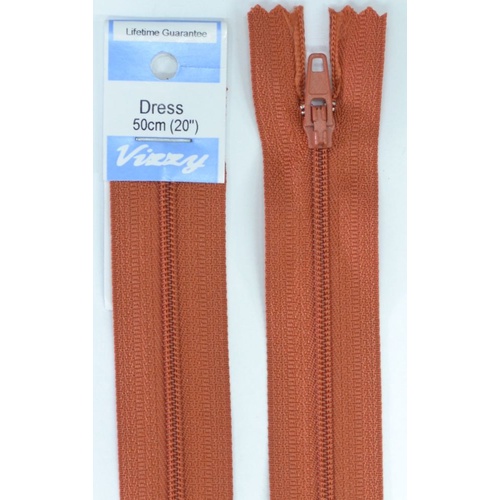 Vizzy Dress Zip, 50cm Colour 15 BRICK