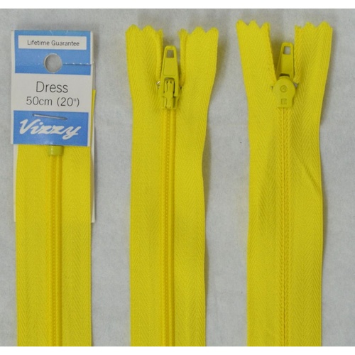 Vizzy Dress Zip, 50cm Colour 20 YELLOW