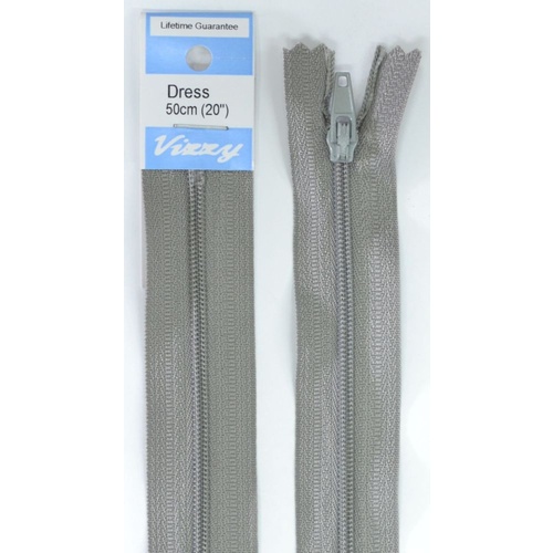 Vizzy Dress Zip, 50cm Colour 61 PEARL GREY