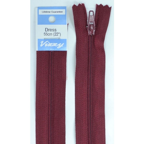 Vizzy Dress Zip, 55cm Colour 108 BURGUNDY