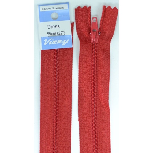 Vizzy Dress Zip, 55cm Colour 32 DARK RED