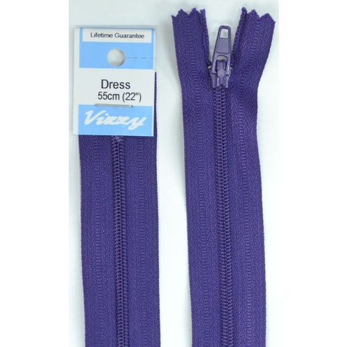 Vizzy Dress Zip, 55cm Colour 38 DEEP PURPLE