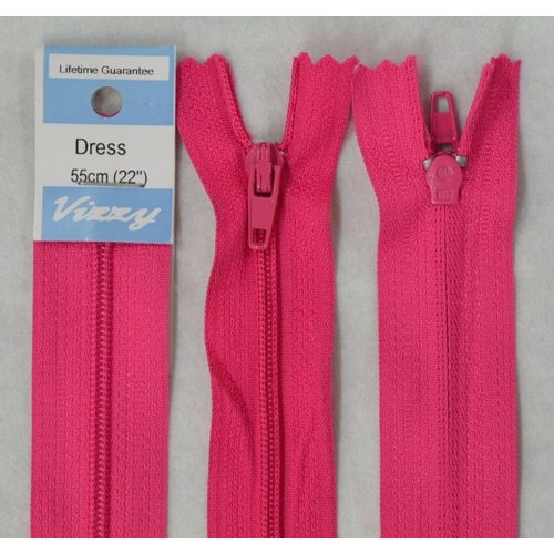 Vizzy Dress Zip, 55cm Colour 94 HOT PINK