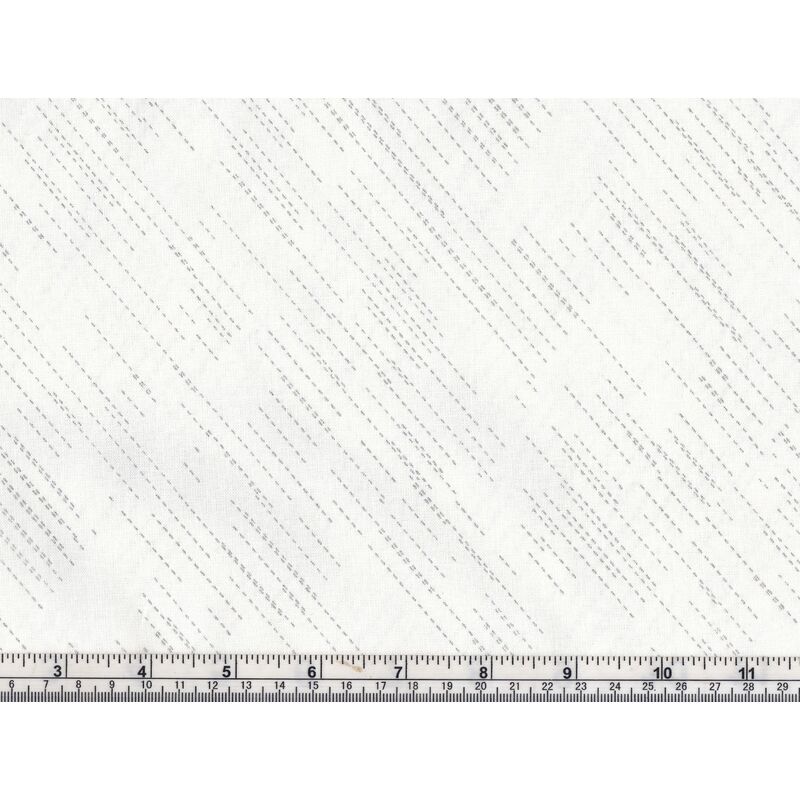 Cotton Fabric Style 8098 #2809 Metallic Silver on White 110cm Wide Per 50cm