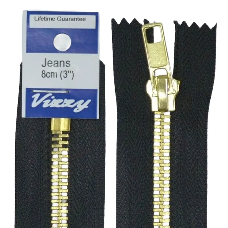 Vizzy Jeans Zip 8cm (3") Colour #02 BLACK