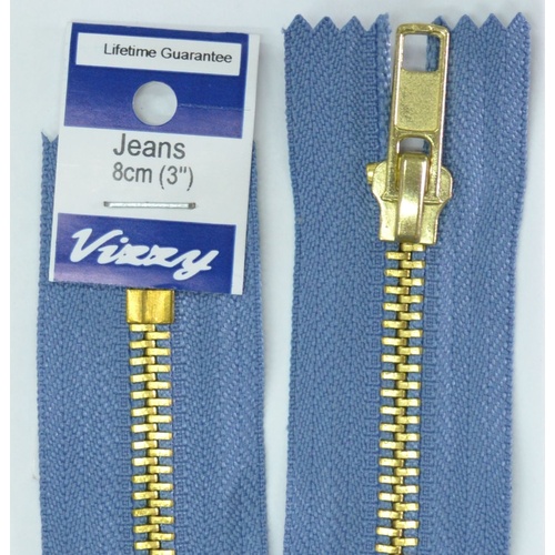 Vizzy Jeans Zip 8cm (3") Colour #114 PALE DENIM