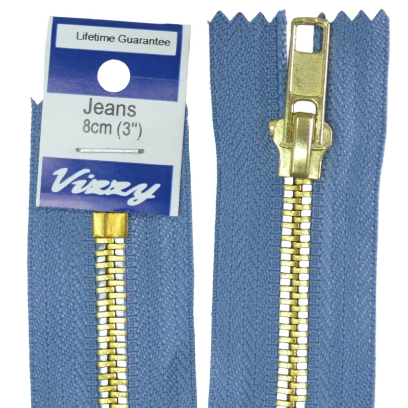 Vizzy Jeans Zip 8cm (3") Colour #114 PALE DENIM