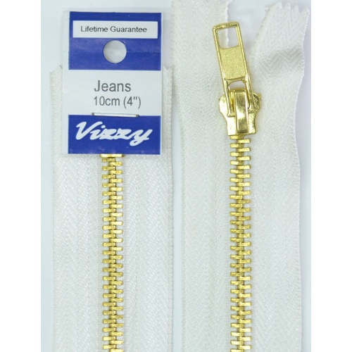 Vizzy Jeans Zip 10cm (4") Colour #01 WHITE
