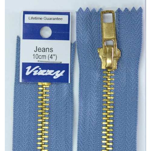 Vizzy Jeans Zip 10cm (4") Colour #114 PALE DENIM