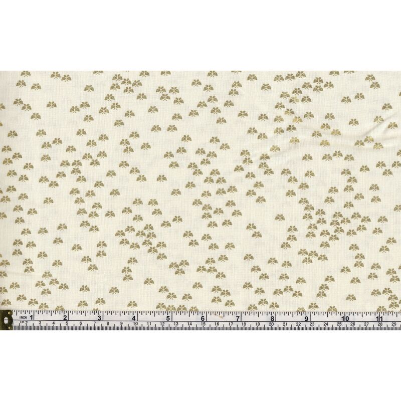 Cotton Fabric Style 8098 Colour 3107 Metallic Gold Butterflies Cream 110cm Wide Per 50cm