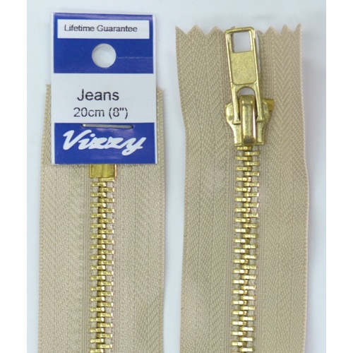 Vizzy Jeans Zip, Jeans Zipper, 20cm (8") Natural