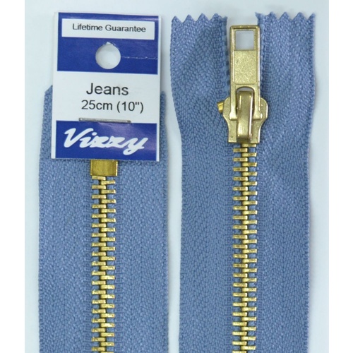Vizzy Jeans Zip, Jeans Zipper, 25cm (10") PALE DENIM