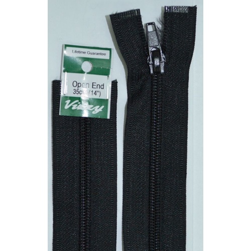 Vizzy Open End Zip 35cm, Colour 02 BLACK