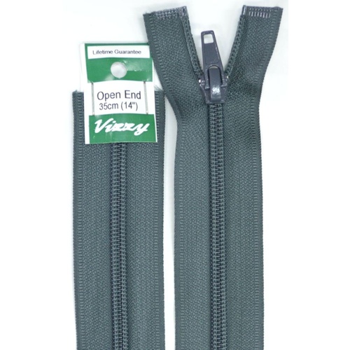 Vizzy Open End Zip 35cm, Colour 63 CHARCOAL
