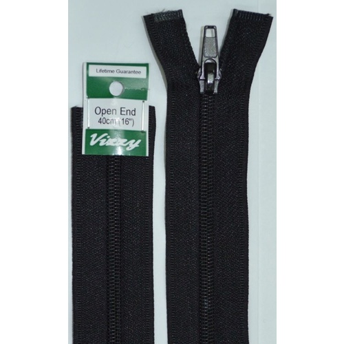 Vizzy Open End Zip 40cm, Colour 02 BLACK