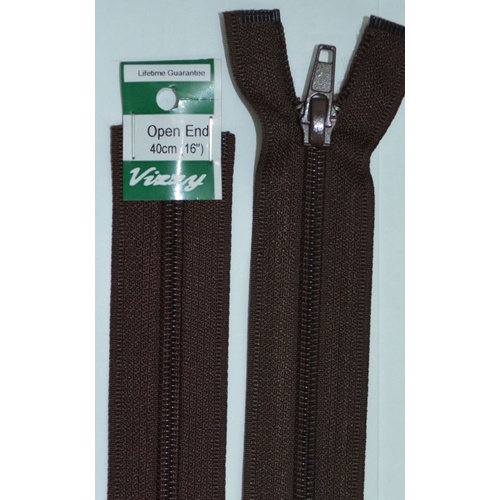 Vizzy Open End Zip 40cm, Colour 14 BROWN