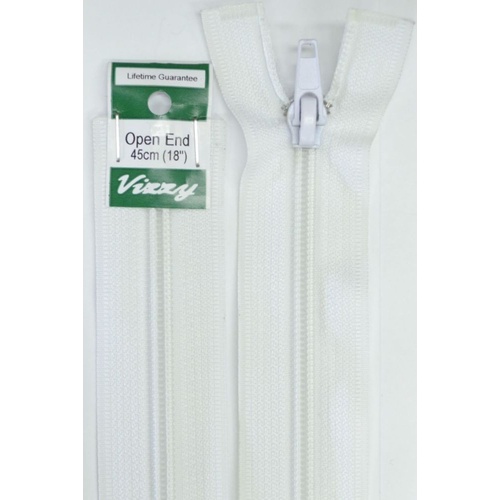 Vizzy Open End Zip 45cm, Colour 01 WHITE